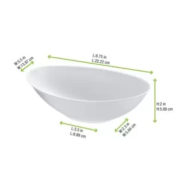 PacknWood Bio N Chic Oval White Sugarcane Bowl - 24oz 8.6 x 5.5'' - 250 pcs