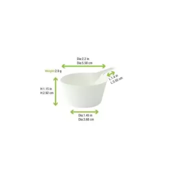 PacknWood Bio N Chic Deep Pan White Sugarcane Dish - 3.6 x 2.2 x 1.18'' - 300 pcs