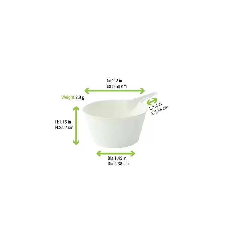 PacknWood Bio N Chic Deep Pan White Sugarcane Dish - 3.6 x 2.2 x 1.18'' - 300 pcs