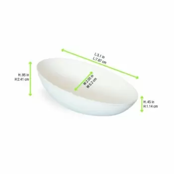 PacknWood Bio N Chic Egg Shaped White Sugarcane Dish - 1oz 3.1 x 2.1 x 1.1'' - 300 pcs