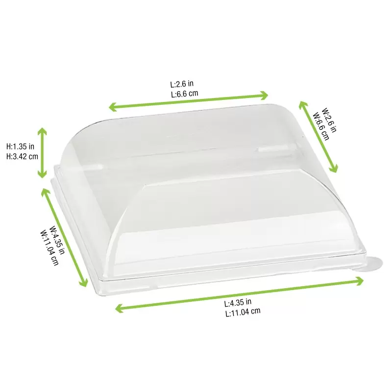 PacknWood Clear Pet Lid For 210Bchic1111 - 4.40 x 4.40 x 1.41'' - 100 pcs