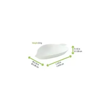 PacknWood Bio N Chic Leaf White Sugarcane Dish - 3.5 x 2.35 x 0.47'' - 300 pcs