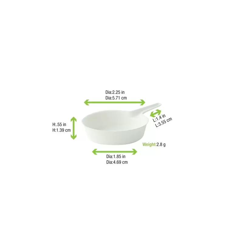 PacknWood Bio N Chic Shallow Pan White Sugarcane Dish - 3.6 x 2.2 x 0.6'' - 300 pcs