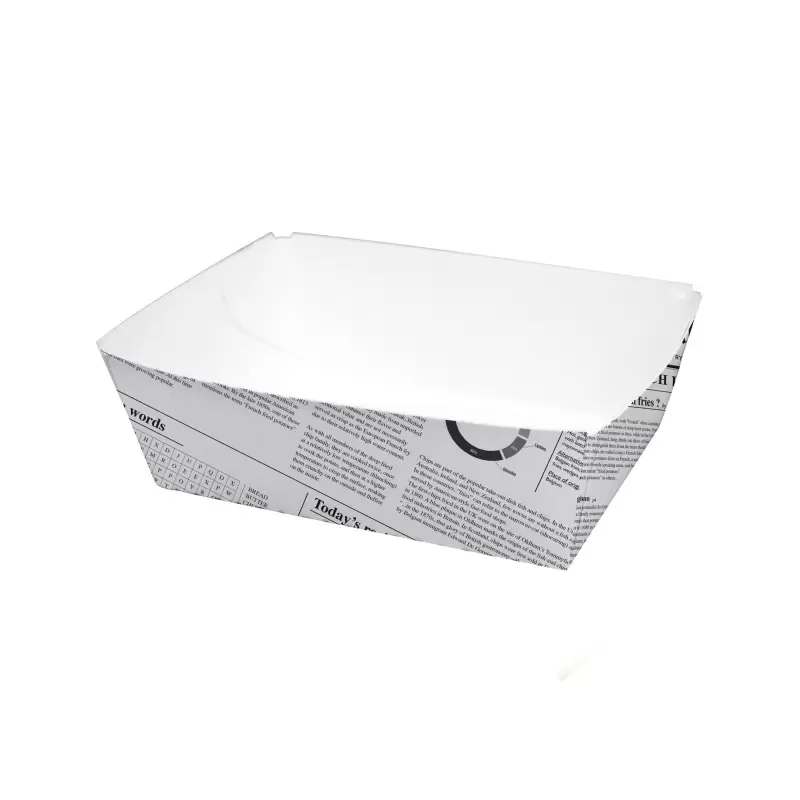 PacknWood Sturdy Newspaper Printed Basket - 15oz 4.3 x 3.1 x 1.6'' - 1000 pcs