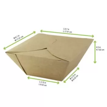 PacknWood Kraft Meal Box - 34oz 6.7 x 6.7 x 3.15'' - 200 pcs