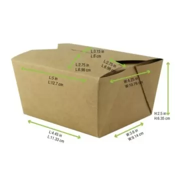 PacknWood Kraft Meal Box - 25oz Base: 4.5 x 3.5 x 2.5'' T - 450 pcs