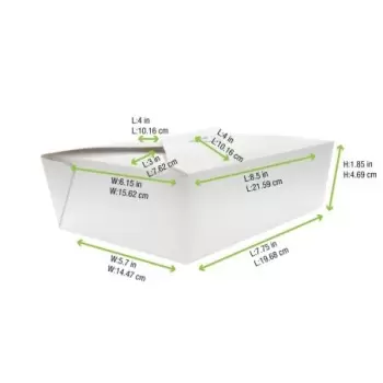 PacknWood White Meal Box - 50oz Base:7.75 x 5.5 x 2'' Top - 200 pcs