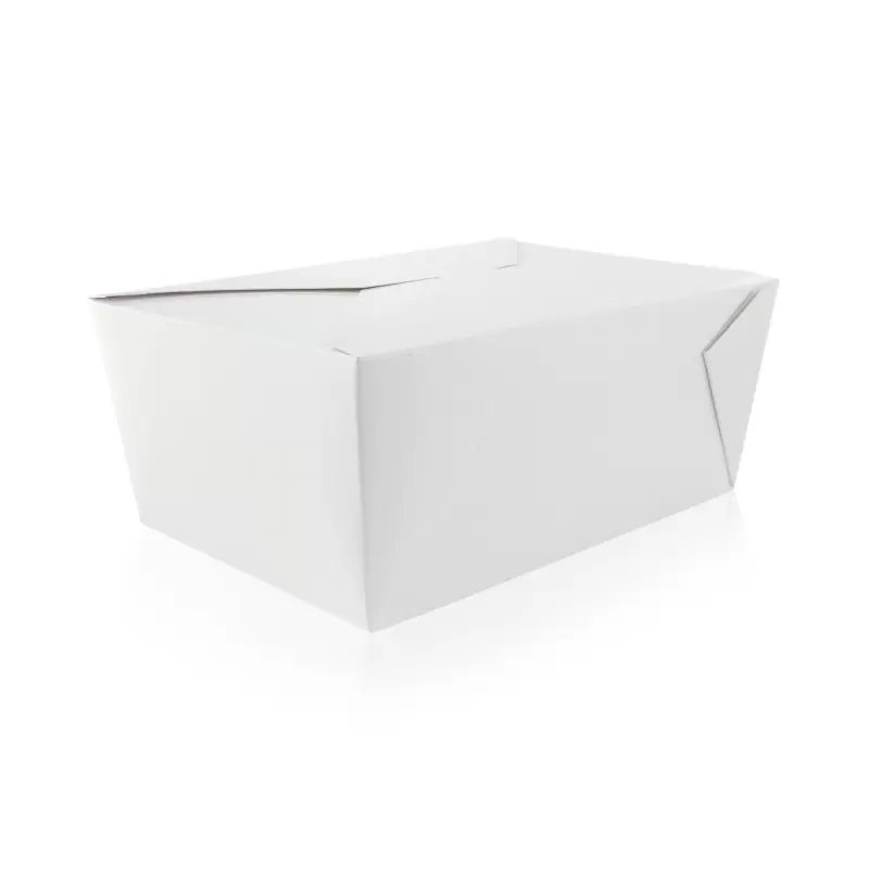 PacknWood White Meal Box - 100oz Base:7.7 x 5.5 x 3.5'' - 160 pcs