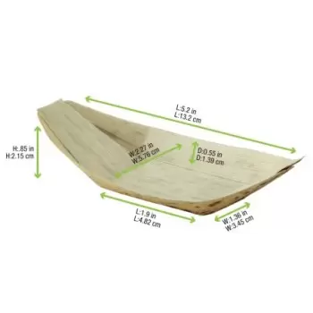 PacknWood Bamboo Leaf Boat - 2oz 4.9 x 2.3 x 0.4'' - 1000 pcs