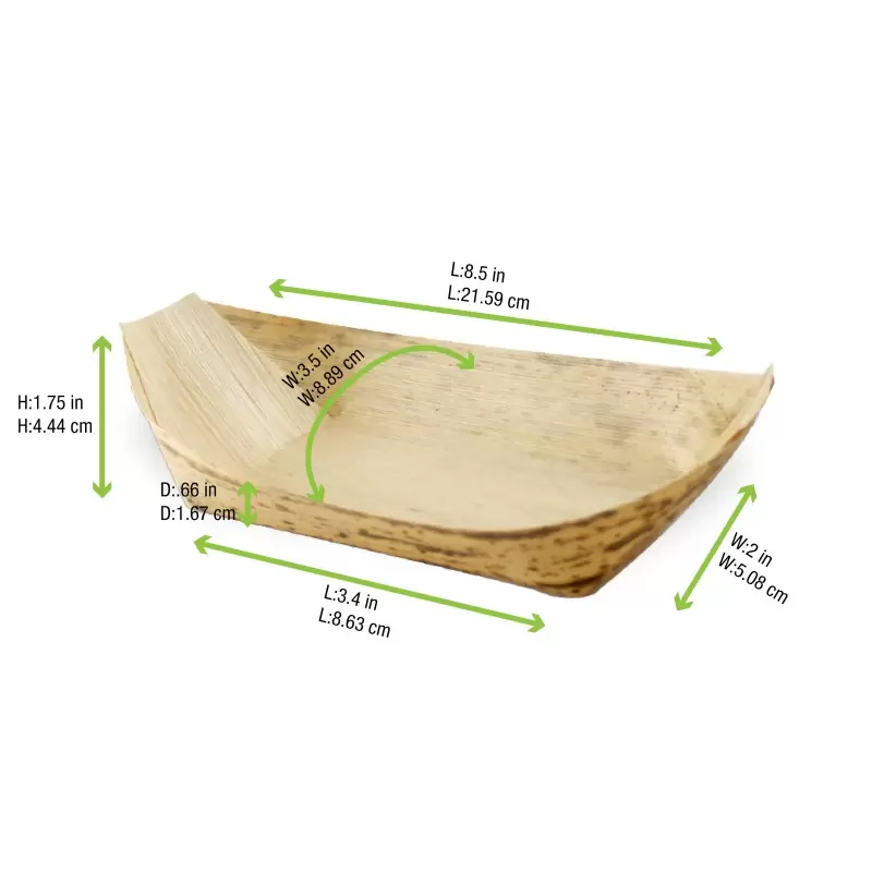 PacknWood Bamboo Leaf Boat - 5oz 7.2 x 3.5 x 1.6'' - 500 pcs