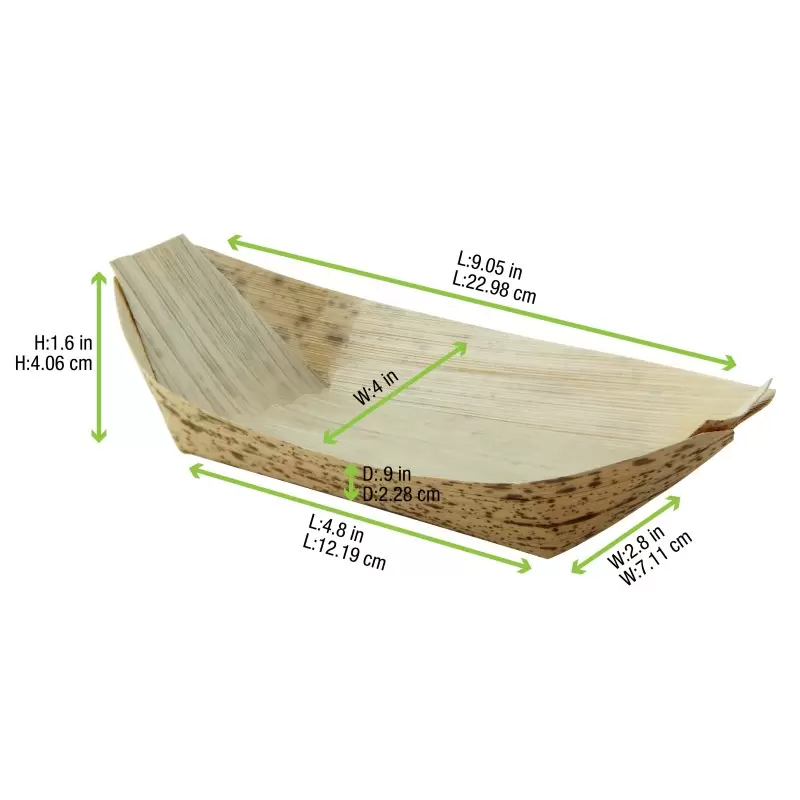 PacknWood Bamboo Leaf Boat - 12oz 8 x 4.2 x 1.8'' - 1200 pcs