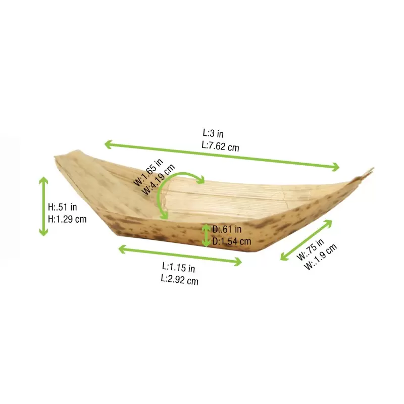 PacknWood Bamboo Leaf Boat - 0.5oz 3 x 1.6 x 0.4'' - 2000 pcs