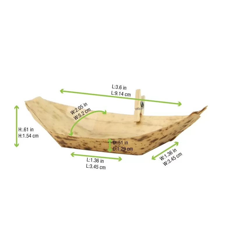 PacknWood Bamboo Leaf Boat - 1.5oz 3.7 x 2.1 x 0.6'' - 2000 pcs