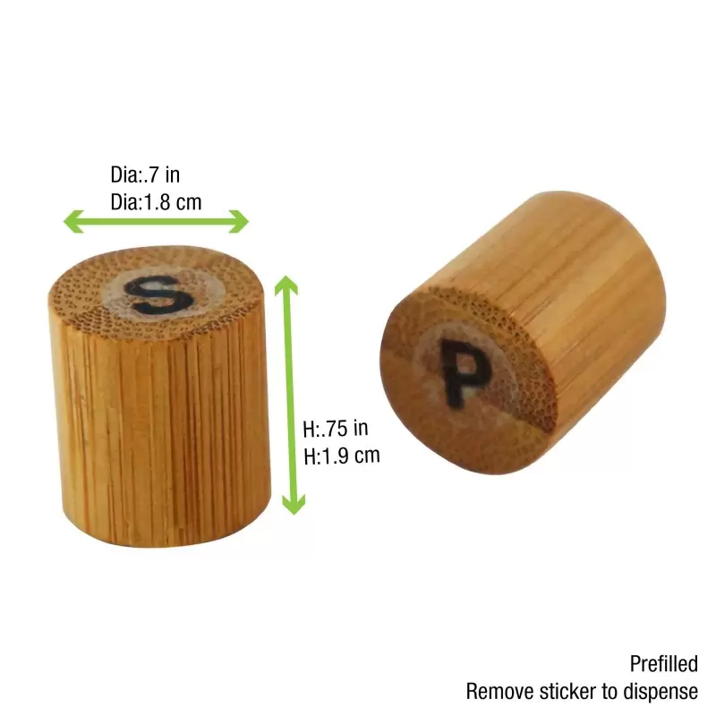 PacknWood Bamboo Mini Salt & Pepper Set (Prefilled) - Diam.0.7'' H:0.75'' - 100 pcs