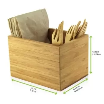 PacknWood Bamboo Cutlery & Napkin Holder - 6.3 x 4.7 x 4.1'' - 8 pcs