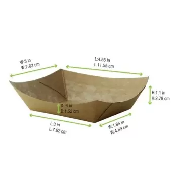 PacknWood Multi Use Small Kraft Paper Boat - 3oz 4.5 x 3.2 x 1.1'' - 1000 pcs