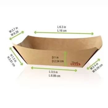 PacknWood Multi Use Kraft Paper Boat - 10oz 6.3 x 4.4 x 1.6'' - 1000 pcs