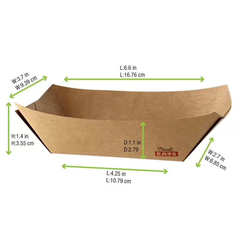 PacknWood Multi Use Kraft Paper Boat - 13oz 6.7 x 4.7 x 1.6'' - 1000 pcs