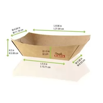 PacknWood Multi Use Large Kraft Paper Boat - 27oz 8.7 x 5.7 x 1.4'' - 500 pcs