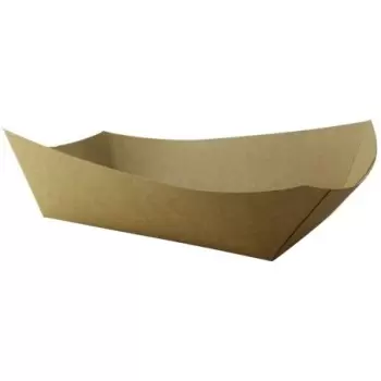 PacknWood Multi Use Large Kraft Paper Boat - 40oz 9.5 x 7 x 2.1'' - 500 pcs