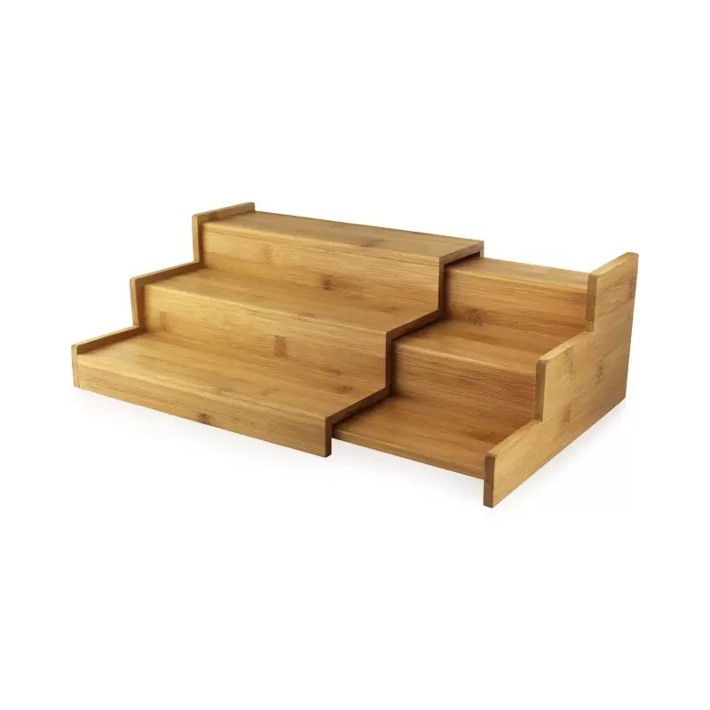 PacknWood 3 Level Sliding Bamboo Tray - W:9'' H:4.75'' L:when openeDiam.1 - 2 pcs