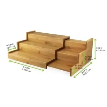 PacknWood 3 Level Sliding Bamboo Tray - W:9'' H:4.75'' L:when openeDiam.1 - 2 pcs