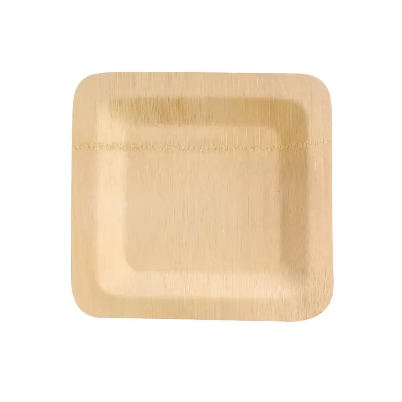 PacknWood Bamboo Veneer Square Plate - 10 x 10'' - 50 pcs