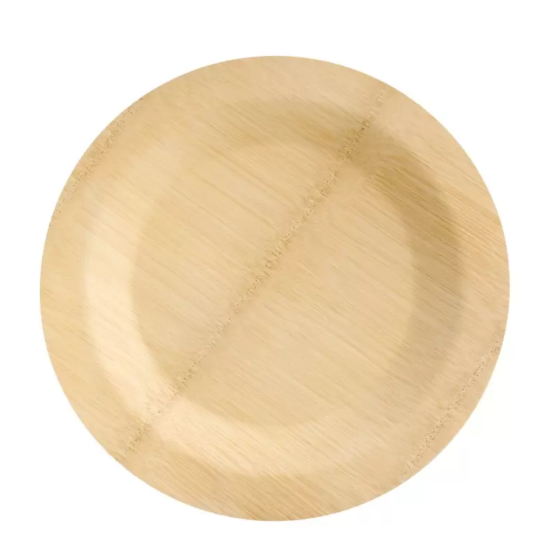 PacknWood Bamboo Veneer Round Plate - H:.55'' - 50 pcs