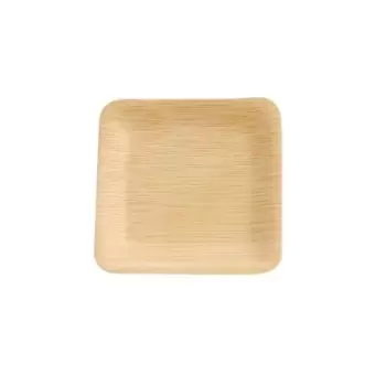 PacknWood Bamboo Veneer Square Plate - 3.5 x 3.5'' - 100 pcs