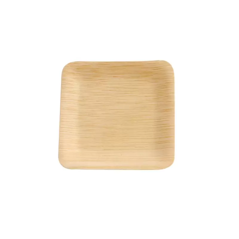 PacknWood Bamboo Veneer Square Plate - 3.5 x 3.5'' - 100 pcs