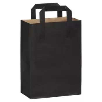 PacknWood Black Mini Paper Bag With Handle - H:9.1'' Gusset:6.9 x 3.5'' - 500 pcs