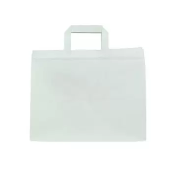 PacknWood White Paper Carrier Bag - H:9.45'' W:8.66'' L:12.6'' - 250 pcs