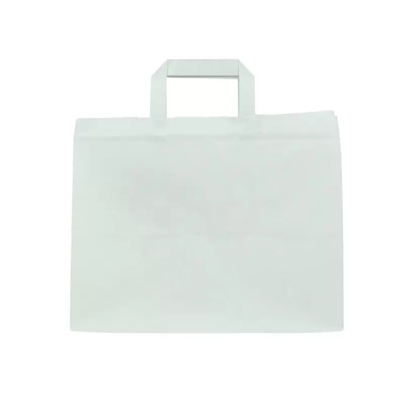 PacknWood White Paper Carrier Bag - H:9.45'' W:8.66'' L:12.6'' - 250 pcs