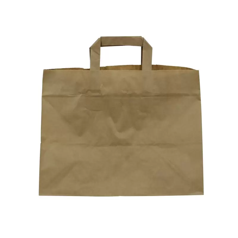 PacknWood Kraft-Brown Paper Carrier Bag - L:12.5 x W:8 x H:9.6'' - 250 pcs