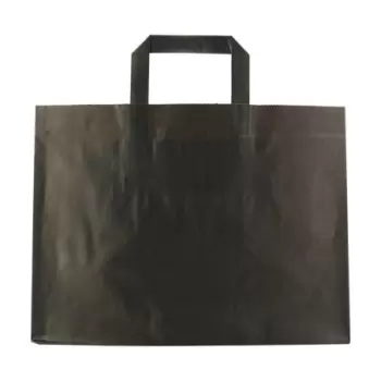 PacknWood Large & Wide Black Paper Bag With Handle - H:9.65'' Gusset:12.5 x 8.7'' - 250 pcs