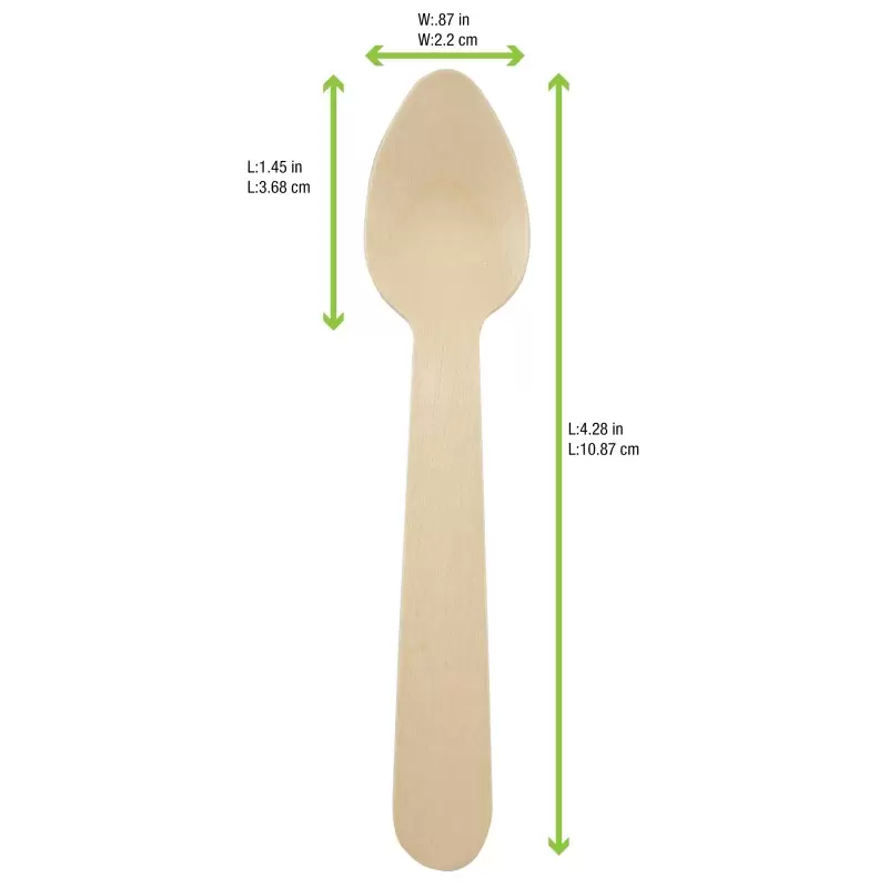 PacknWood Mini Wooden Spoon - 4.3'' - 3000 pcs