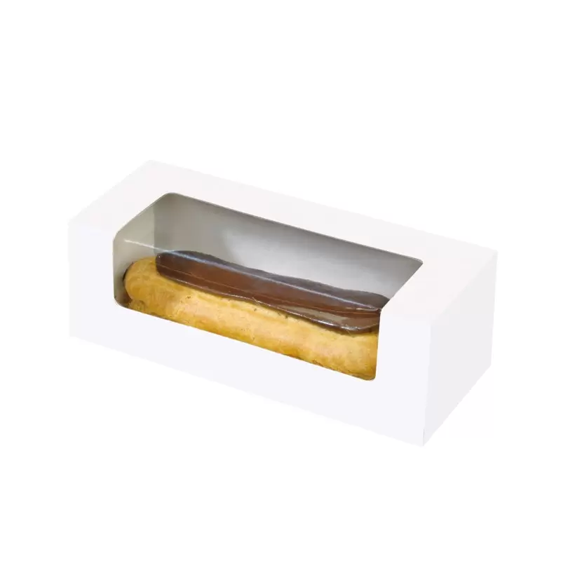 PacknWood Box With Pe Window Perfect For Pastry, Eclair, Hot Dog, And More - 5.9 x 1.96 x 2.36'' - 250 pcs