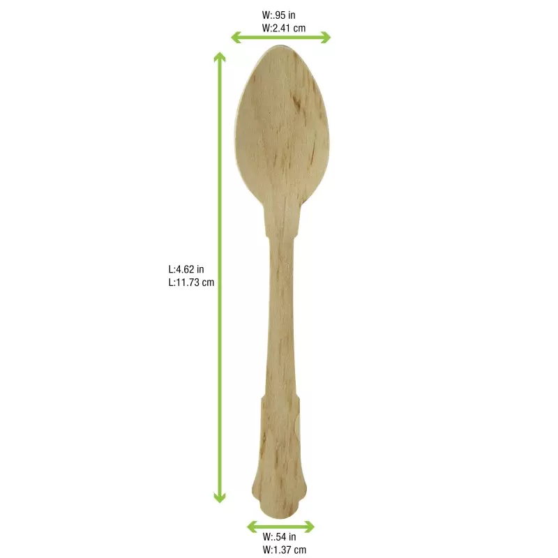 PacknWood Elegant Wooden Coffee Spoon - 4.7'' - 3000 pcs