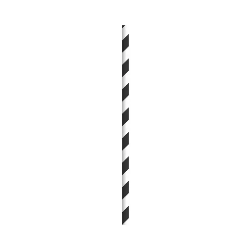 PacknWood Durable Black & White Striped Cocktail Paper Straws - Unwrapped - Diam.0.2'' H:5.7'' - 3000 pcs