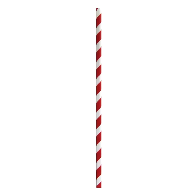 PacknWood Durable Red & White Striped Cocktail Paper Straws - Unwrapped - Diam.0.2'' H:5.7'' - 3000 pcs