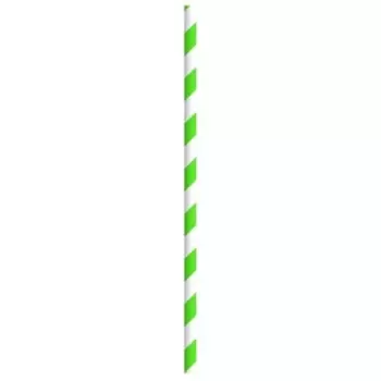 PacknWood Durable Green & White Striped Paper Straws - Unwrapped - Diam.0.2'' L:7.75'' - 3000 pcs