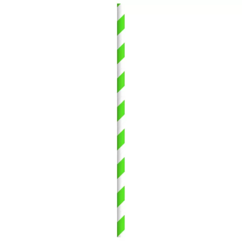 PacknWood Durable Green & White Striped Paper Straws - Unwrapped - Diam.0.2'' L:7.75'' - 3000 pcs