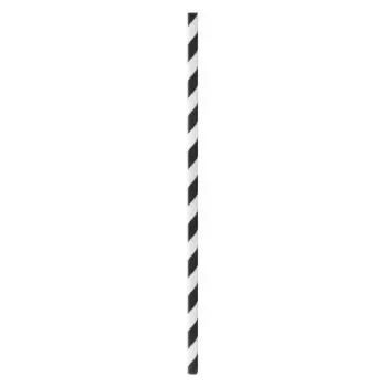 PacknWood Durable Black & White Striped Paper Straws - Unwrapped - Diam.0.2'' L:7.75'' - 3000 pcs