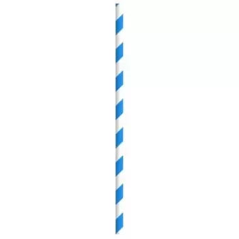 PacknWood Durable Blue & White Striped Paper Straws - Unwrapped - Diam.0.2'' L:7.75'' - 3000 pcs