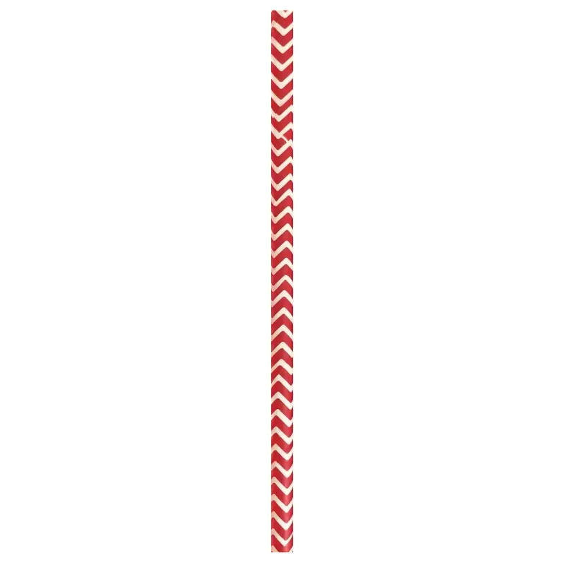 PacknWood Durable Red & White Design Paper Straws - Unwrapped - Diam.0.2'' L:7.75'' - 3000 pcs