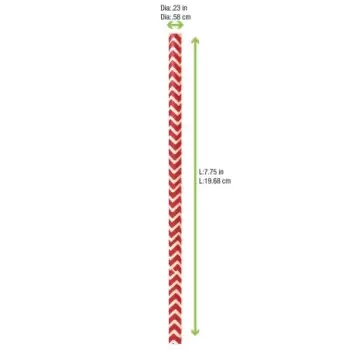 PacknWood Durable Red & White Design Paper Straws - Unwrapped - Diam.0.2'' L:7.75'' - 3000 pcs