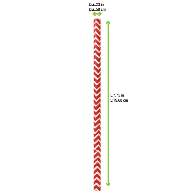 PacknWood Durable Red & White Design Paper Straws - Unwrapped - Diam.0.2'' L:7.75'' - 3000 pcs