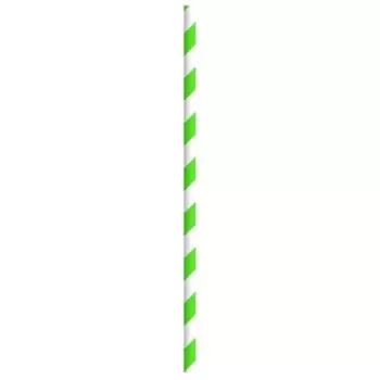 PacknWood Durable Green & White Striped Paper Straws - Wrapped - Diam.0.2'' L:8.3'' - 3000 pcs