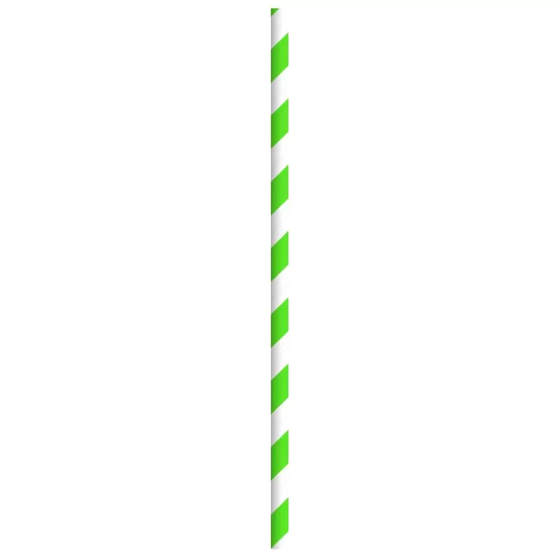 PacknWood Durable Green & White Striped Paper Straws - Wrapped - Diam.0.2'' L:8.3'' - 3000 pcs