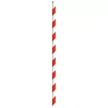 PacknWood Durable Red & White Striped Paper Straws - Wrapped - Diam.0.2'' L:7.75'' - 3000 pcs